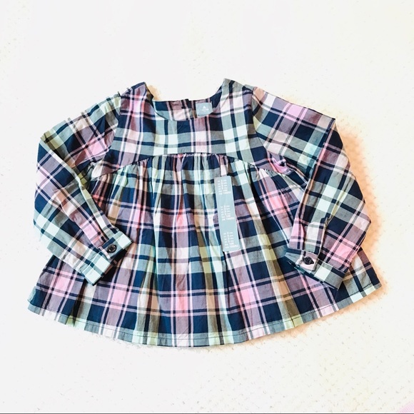 Gap tartan plaid spring babydoll top 3 yrs. Great condition. - Picture 2 of 8